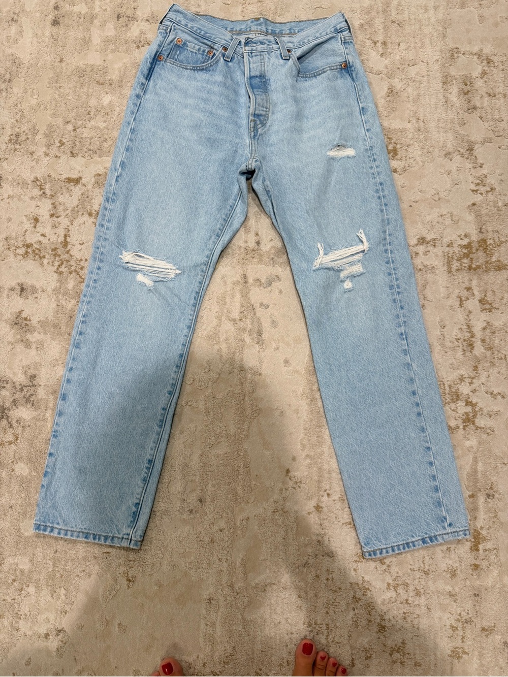 Levi's Light Blue Relaxed Distressed Jeans